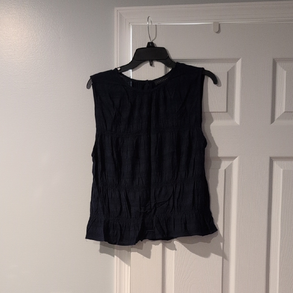 Sanctuary Navy Blue Textured Sleeveless Blouse